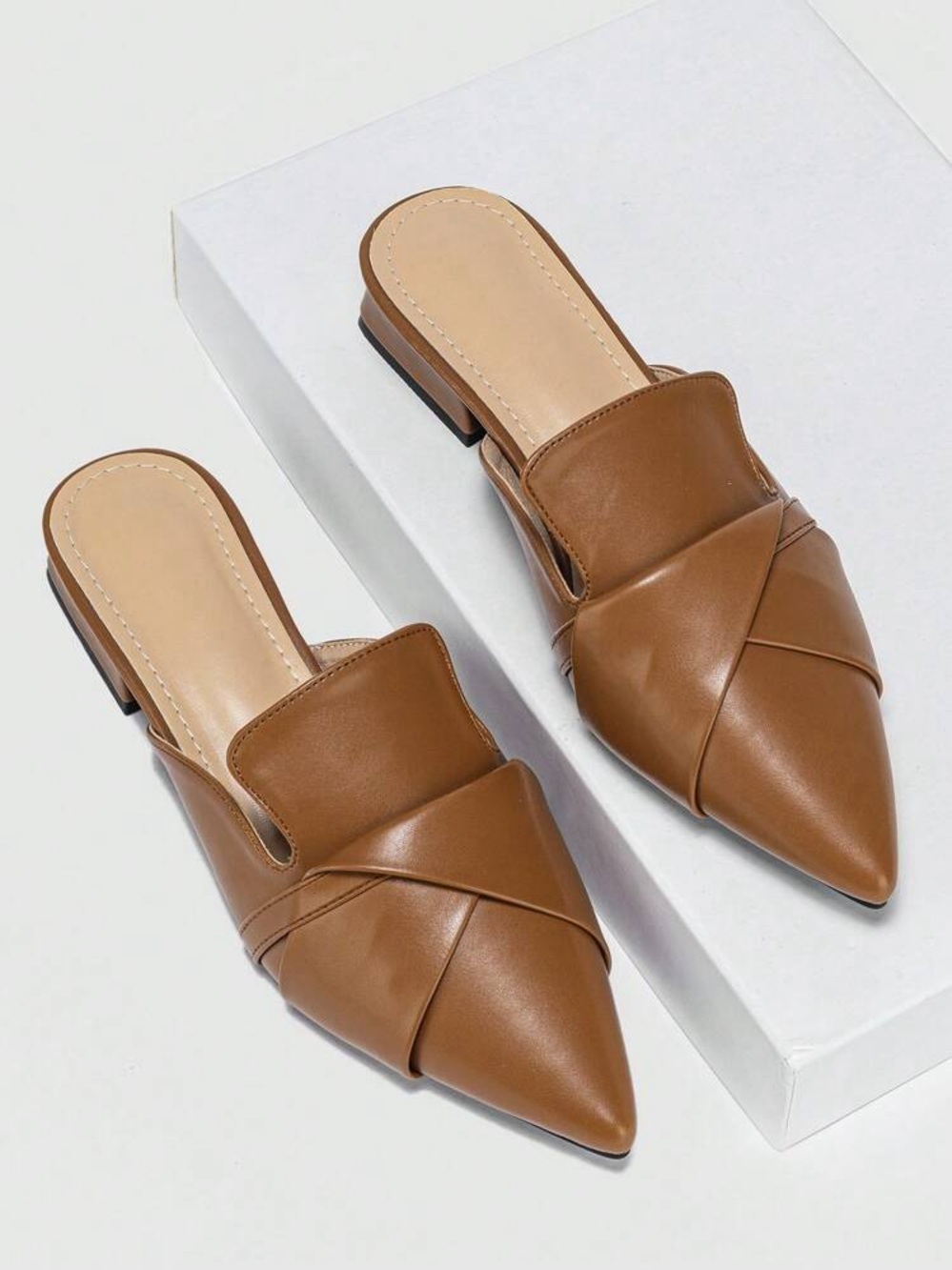 Backless slip on mule in brown - Picture 4 of 12